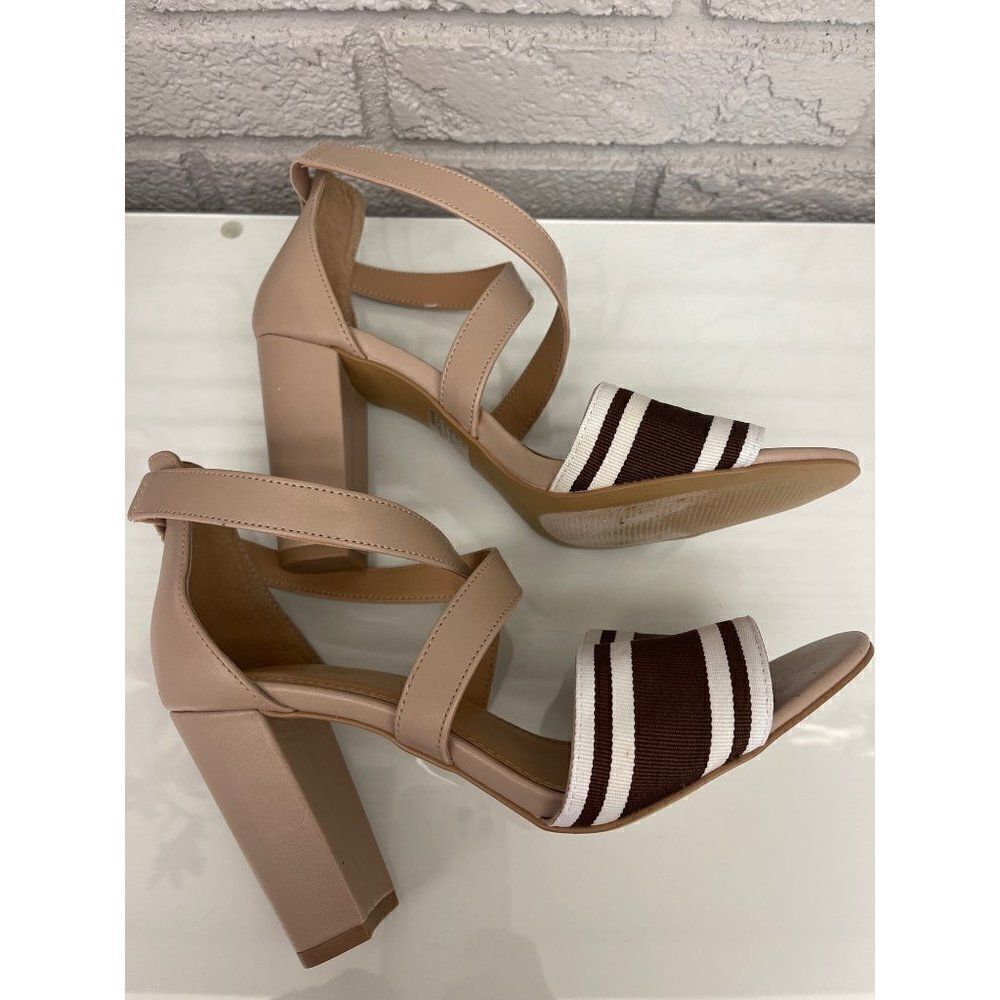 Eva Mendes New York & Co. Nude / Brown Ribbon Heels Size 7 - Picture 7 of 7